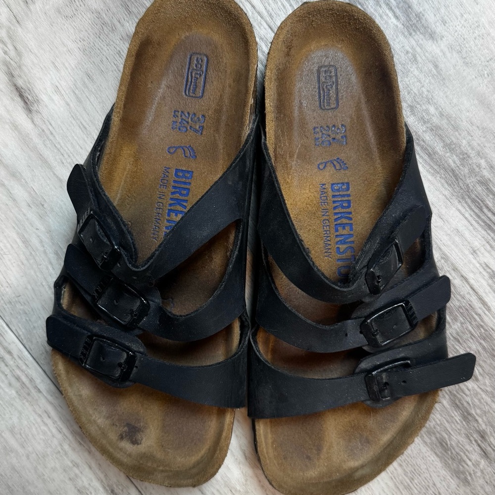 EUC Birkenstock Triple Strap Black Sandals - Picture 2 of 3